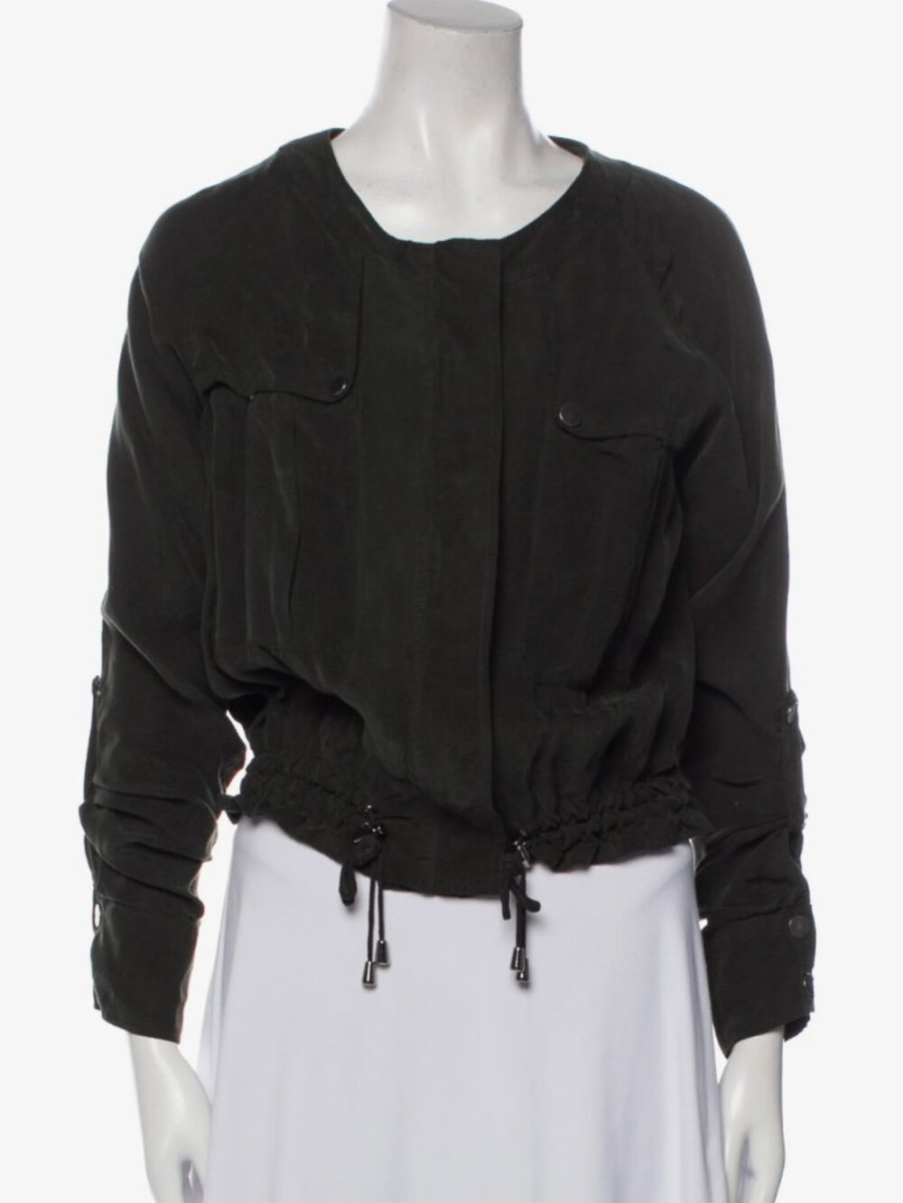 ZAC Zac Posen Olive Green Utility Jacket with Drawstring Hem